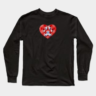 Dog Paw Print And Red Heart Drawing Long Sleeve T-Shirt